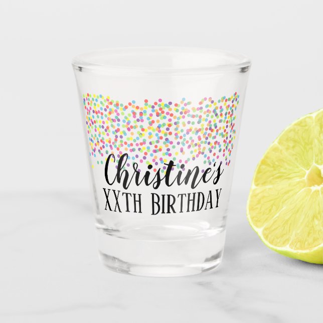 Custom confetti Birthday Favour Shot Shot Glass (Front)
