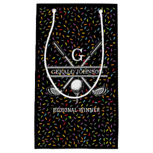 Custom Confetti Golf Monogram Design Small Gift Bag