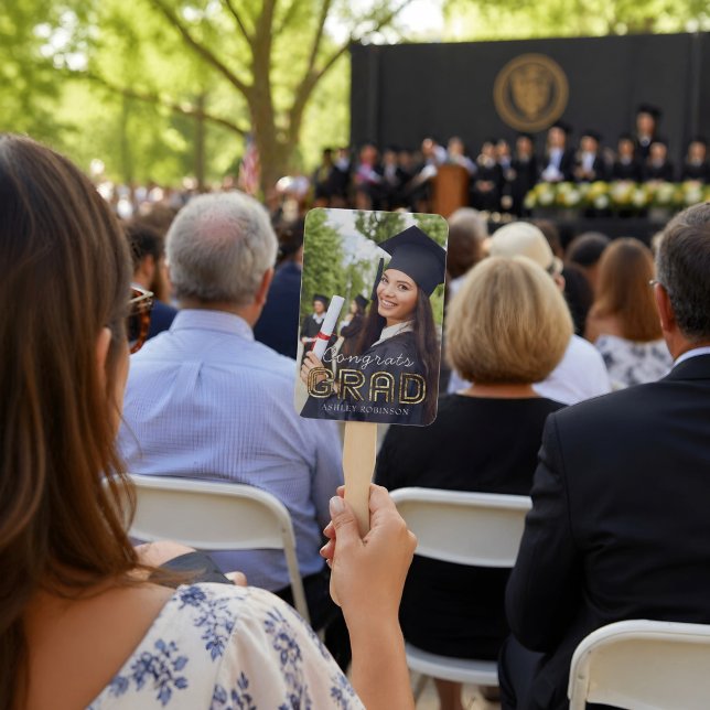 Custom Congrats Grad Modern Simple Preppy Photo Hand Fan (Creator Uploaded)