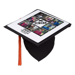 Custom Congrats Senior graduation 8 Photo Collage Cap Topper