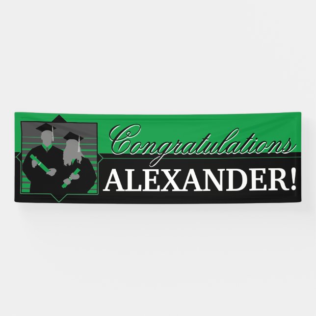 Custom Congratulations graduation green banner (Horizontal)
