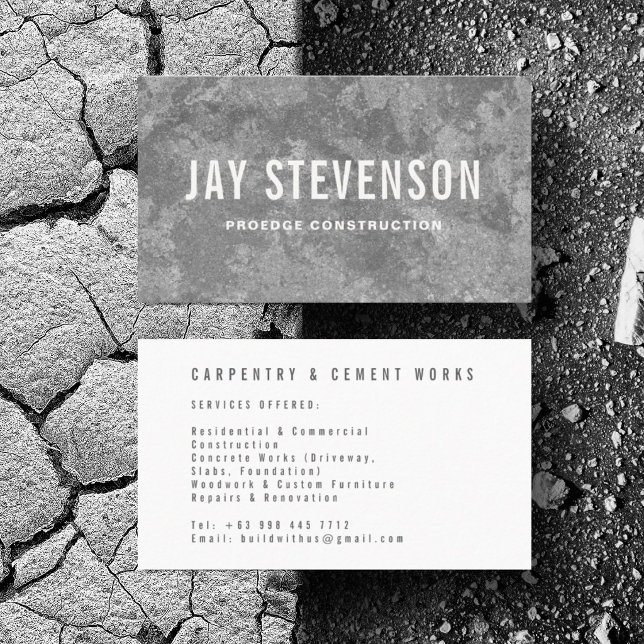 Custom Construction Carpenter Cement Minimalist Business Card (Personalize with your business card details)
