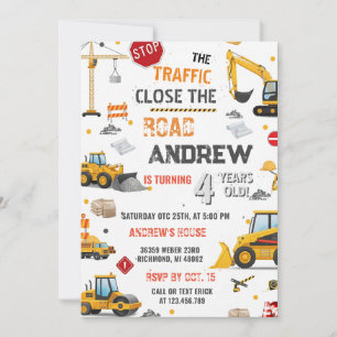 Custom Construction Dump Truck Birthday Invitation