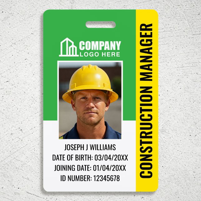 Custom Construction Site ID Logo QR Code Green Badge (Creator Uploaded)