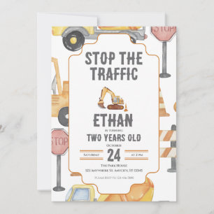 Custom Construction Truck Birthday Invitation Kids