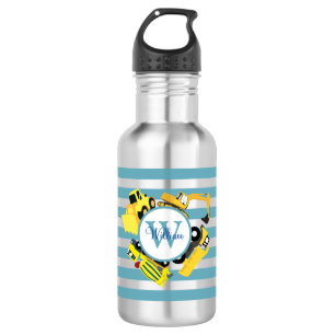 Custom Construction Trucks Blue Stripe 532 Ml Water Bottle