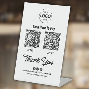 Custom Contactless Payment QR Code Pedestal Sign