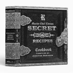 Custom Cookbook Vintage Antique Silver Binder