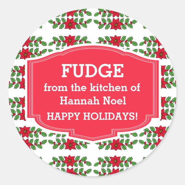 Custom Cookie Swap or Fudge Holiday Stickers (Front)