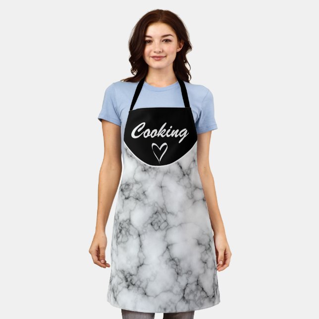 Custom Cooking White Marble Apron (Worn)