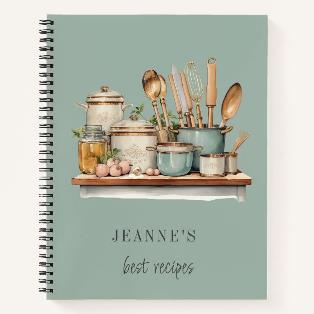 Custom Cook's Table Chef Baker Recipe Templates Notebook (Front)