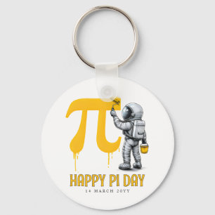 Custom Cool Astronaut Painting Pi Symbol Pi Day Keychain