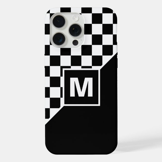 Custom Cool Black And White Chequered Flag Pattern iPhone Case (Back)