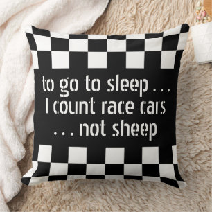 Custom Cool Black And White Chequered Flag Pattern Throw Pillow