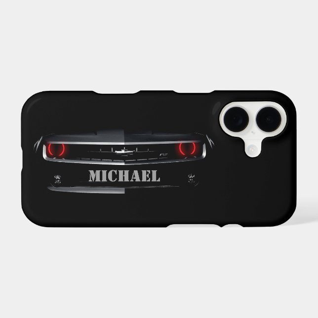 Custom Cool black Chevy Camaro Your name iPhone Case (Back Horizontal)