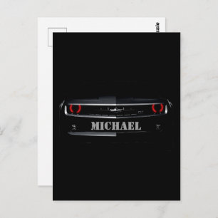 Custom Cool black Chevy Camaro Your name Postcard