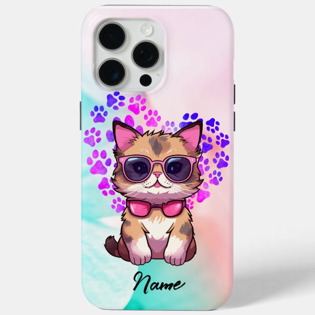 Custom Cool Cat in Sunglasses Case (Back)
