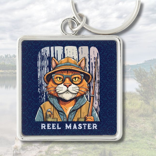 Custom Cool Cat Retirement Gifts for Fisherman Dad Keychain (Custom Cool Cat Retirement Gifts for Fisherman Dad)