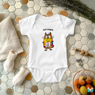 Custom Cool Cat with Name and Phone Tag Baby Bodysuit