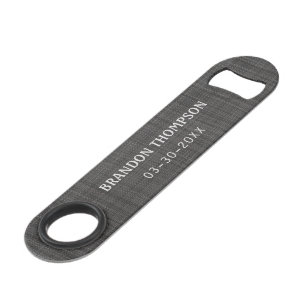 Custom Cool Classy Dark Grey Linen Texture Pattern Bar Key