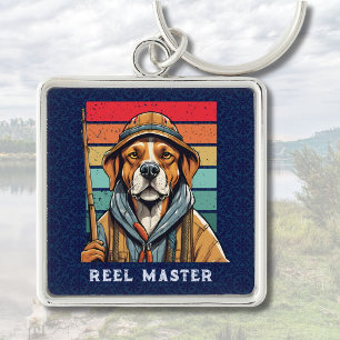 Custom Cool Dog Retirement Gifts for Fisherman Dad Keychain