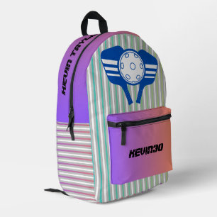 Custom cool gradient with stripes Pickleball  Printed Backpack