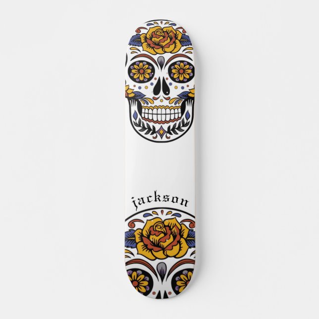 Custom Cool Illustrated Skull Skateboard (Front)