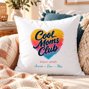 Custom "Cool Moms Club" Heart Throw Pillow