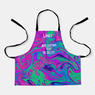 Custom Cool Pink Groovy Girl Birthday Slime Party Apron