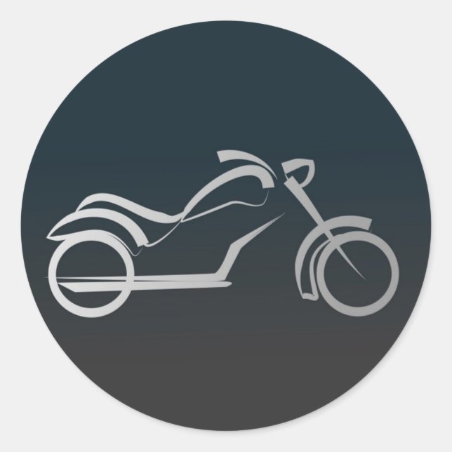 Custom Cool Silver Motorcycle Frame Black Classic Round Sticker (Front)