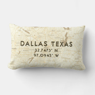 Custom Coordinates City Map   Beige Lumbar Pillow