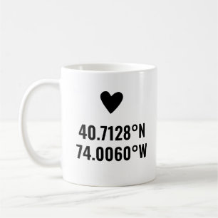 Custom Coordinates Longitude Latitude Valentines Coffee Mug
