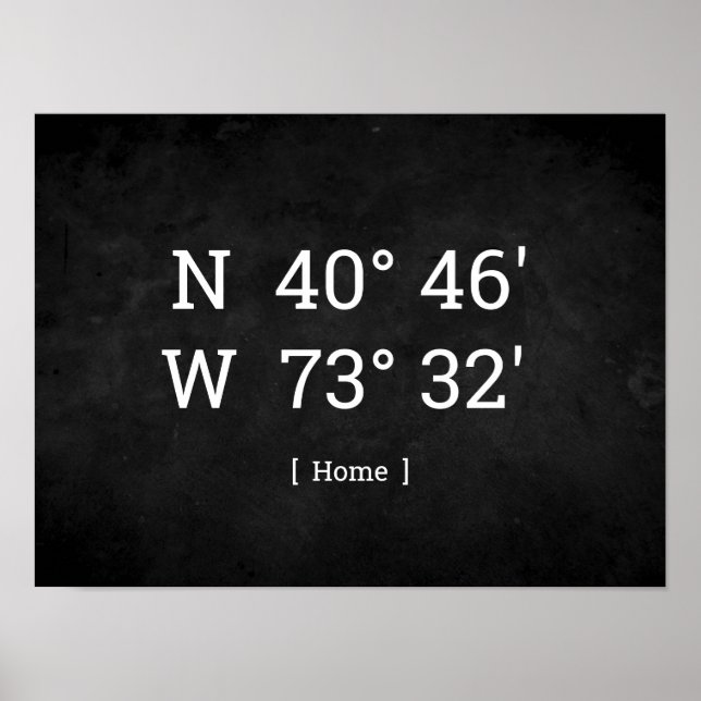 Custom Coordinates Personalized Home Location Gift Poster (Front)