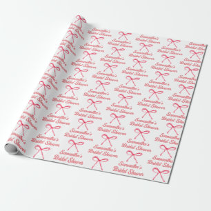 Custom Coquette Blush Pink Bow Girly Bridal Shower Wrapping Paper