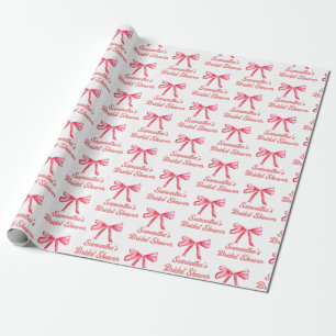 Custom Coquette Blush Pink Bow Girly Bridal Shower Wrapping Paper
