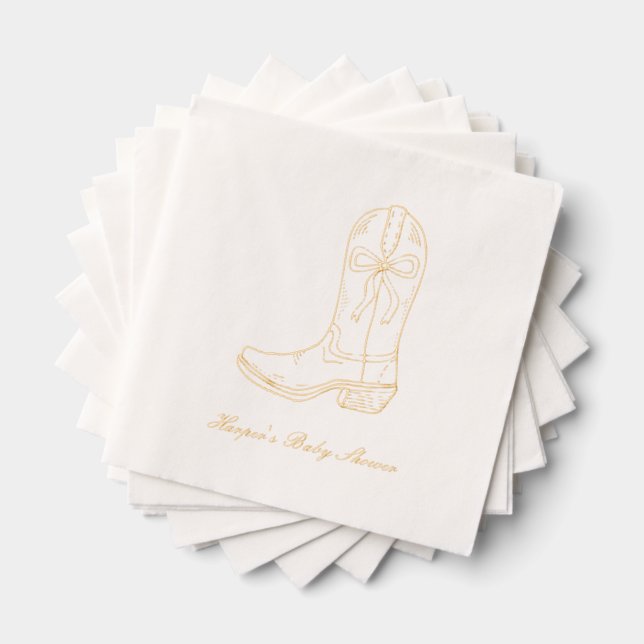 Custom Coquette Boots & Bows Baby Shower Napkins (Insitu (Stacked))