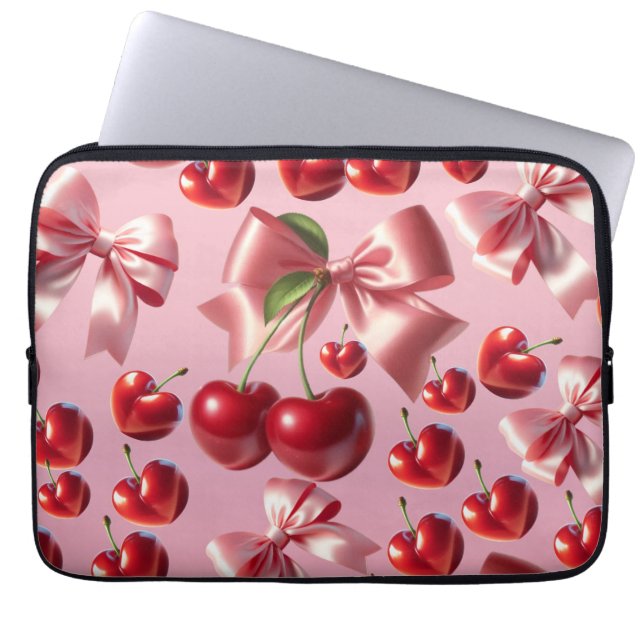 Custom Coquette Heart Bow Pattern  Laptop Sleeve (Front)