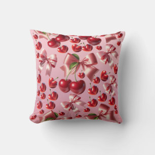 Custom Coquette Heart Bow Pattern Wrapping Paper Throw Pillow