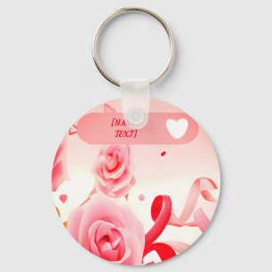 Custom coquette roses, heart and ribbons cute keychain