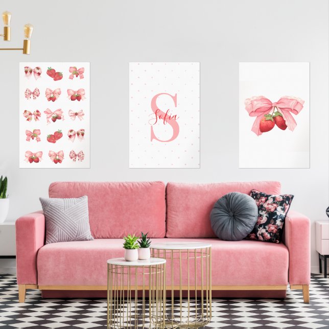 Custom Coquette Strawberries & Bows Design (Livingroom)