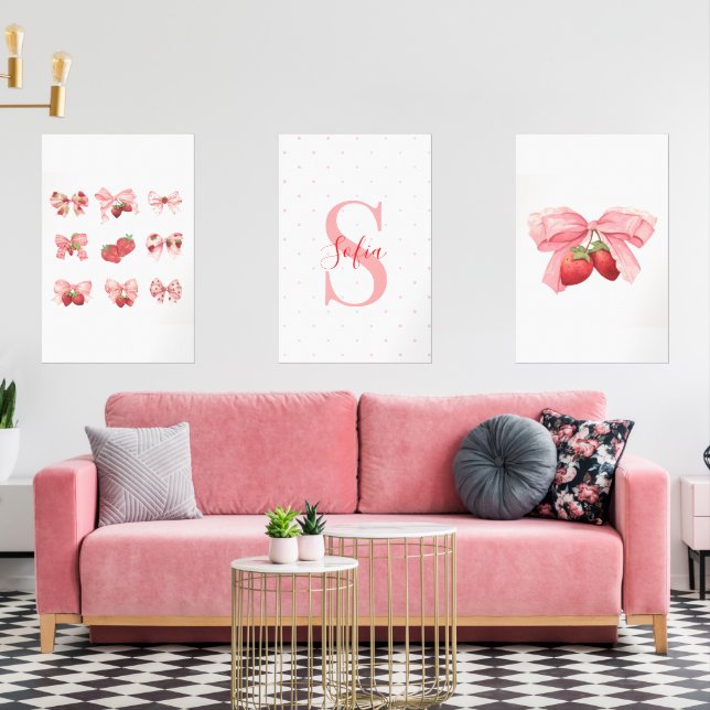 Custom Coquette Strawberries & Bows Design (Livingroom)