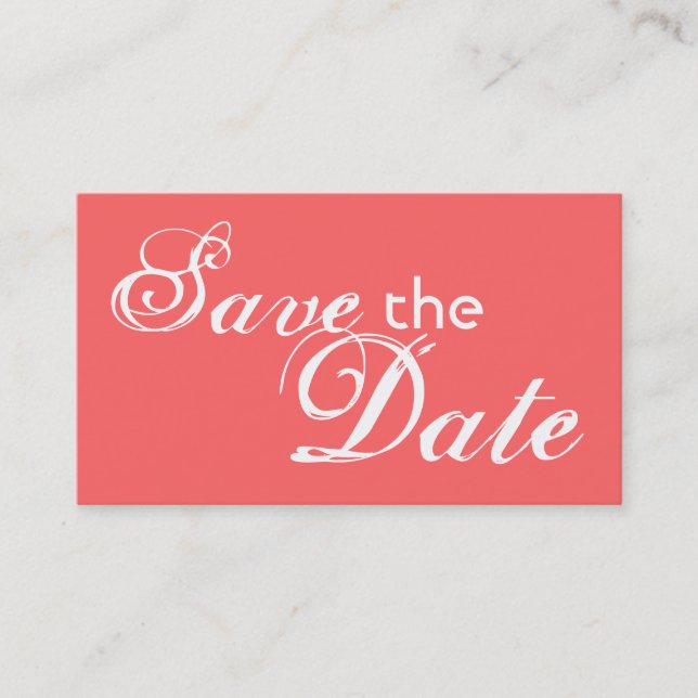 Custom coral back save the date wedding cards (Front)