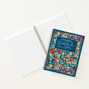 Custom Coral Blush Pink Aqua Blue Flower Pattern Notebook
