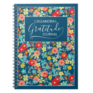 Custom Coral Blush Pink Aqua Blue Flower Pattern Notebook