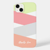 Custom Coral Red Blush Pink Lime Green Stripes Case-Mate iPhone Case (Back)