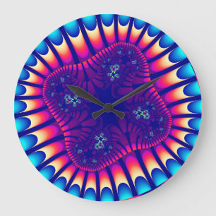 Custom Coral Sea Flower Large Wall Clock