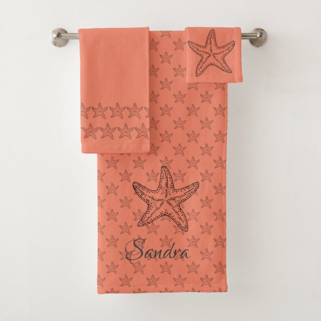 Custom Coral White Chic Beach house Starfish (En situation)