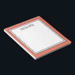 Custom Coral White Editable Colour Notepad<br><div class="desc">Coral (background colour can be edited) personalized notepad with your name or any text you choose at the top.</div>