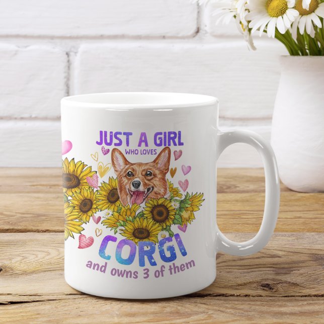 Custom Corgi Lover Sunflower Dog Trainer Floral Coffee Mug (Creator Uploaded)