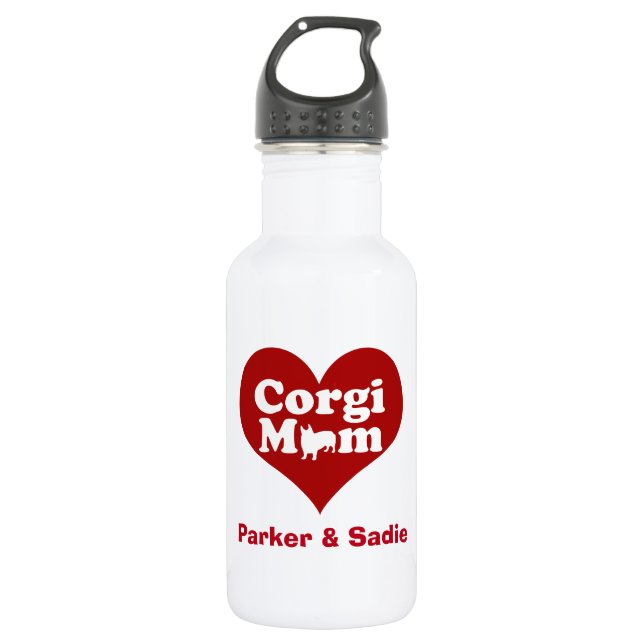 Custom Corgi Mom Red Heart 532 Ml Water Bottle (Front)